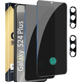 [2+2 Pack] Privacy Screen Protector Compatible with Galaxy S24 Plus with Camera Lens Protector, High Clarity, Anti-Spy Tempered Glass