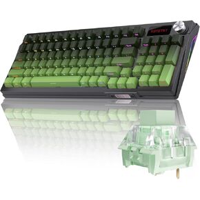 KUTETHY Wireless Mechanical Keyboard with Knob,Pre-lubed Linear Switches,Tri-Mode BT5.0/2.4GHz/USB-C/Hot Swappable/Gasket Structure/RGB Backlit Computer Gaming Keyboard (Ghost)