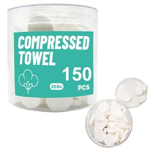Compressed Towel, Disposable Cloths for Face, Household Wipes, Travel Disposable Towel, Disposable Face Compressed Towels, Camping Toilet Paper, Coin Tissue, Soft (8in X 8in150PCS)