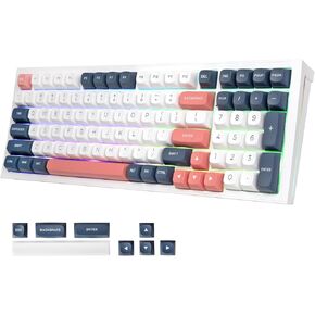 Redragon K723 Creamy Mechanical Gaming Keyboard Wireless, Hot Swappable Pre-lubed Linear Switches, Gasket Structure, Tri-Mode BT5.0/2.4GHz/USB-C, RGB Backlit, Custom for PC/Mac/PS/Xbox, White