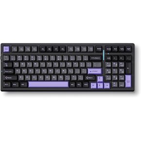 G98 PRO اللاسلكي اللاسلكي الميكانيكي ، لوحة مفاتيح ألعاب التوصيل الثلاثي الوضع ، بنية حشية مخصصة قابلة للتبديل ، مفاتيح خطية مسبقًا ، مفاتيح PBT مزدوجة PBT RGB LED LED Backleit Purple & Black