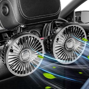 USB Car Cooling Fans for Backseat - Dual Head Car Fan for Kids 3 Speeds 360° Rotatable Vehicle Rear Seat Headrest Fans 5V Powerful Electric Air Circulation Fan for Sedan SUV RV Truck Van Vehicles