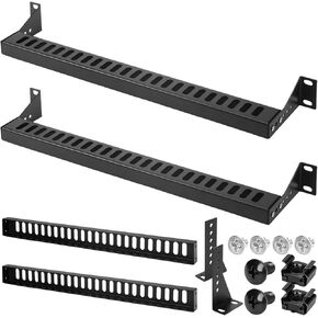 2 Pcs 1U Horizontal 19 Inch Rack Mount Cable Management Bracket Adjustable Depth Horizontal Network Cable Lacing Cross Support Bar for Patch Panels/Switches