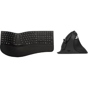 DeLUX Wireless Full Size Ergonomic Keyboard and Small Silent Vertical Mouse Combo