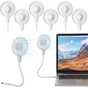 VIHOSE 6 Pcs USB Fan with Switch, Mini Portable 360° Rotation USB Desk Small Personal White Pocket Fan Powered by Laptop Power Bank, plug for Travel Home Commute Office Camping