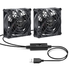 Quiet Dual 80mm USB Fan with 3 Speeds Control USB 5V Cooling Fan for Routers Receiver DVR PlayStation Xbox Computer Cabinet Cooling