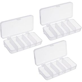 PATIKIL Small Fishing Lure Storage Box 3 Pack Plastic Fish Tackle Container Organizer, Clear