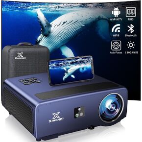 [Auto Focus/4K Support] Projector with WiFi 6 and Bluetooth 5.2, XNoogo 1500 ANSI Native 1080P Outdoor Projector, Auto 6D Keystone,50% Zoom,ARC, Home Theater Movie Projector for Phone/PC/TV Stick