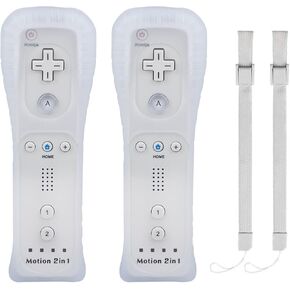 2 Pack Wii Remote Controller مع Motion Plus ، وحدات تحكم لاسلكية لـ Nintendo Wii و Wii U ، مع علبة السيليكون وحزام المعصم ، بدون Nunchucks