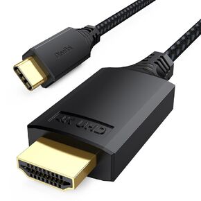 USB C to HDMI Cable 10ft, Long 4K USBC to HDMI1.4 [Audio&Video Sync] Cord, 4K@30Hz HDR Type-C Laptop to Monitor, Thunderbolt 3/4 Compatible, for iPhone 15/16 Series, Galaxy S23/S24, MacBook pro, iPad