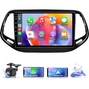 Upgrade Car Stereo Radio for Jeep Compass 2017 2018 2019 2020 - Wireless Carplay and Android Auto GPS Navigation - 4GB+32GB 10.2 inch Touchscreen Bluetooth RDS FM SWC 5GWIFI