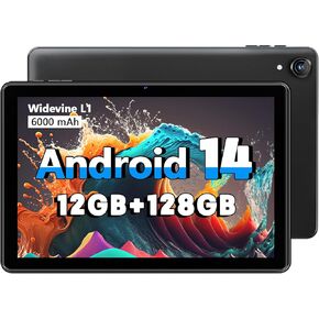 Android 14 Tablet High Performance, 12GB RAM 128GB ROM, 10 Inch Tablets with 1280 * 800 IPS HD Touchscreen, Octa-Core Processor, 1TB Expandable, Unisoc A523 CPU, Dual Camera