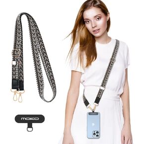 MoKo Universal Phone Lanyard, Braided Adjustable Cell Phone Crossbody Strap Detachable Women & Men Cellphone Lanyards Around The Neck with Patches for iPhone, Most Smartphones, Indigo