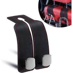 Purse Hook for Car, Car Seat Back Storage Hook - Double Hook, Car Seat Hooks for Headrest, Purse Holder for Car, Car Accessories for Women (Black - 2 Pack)