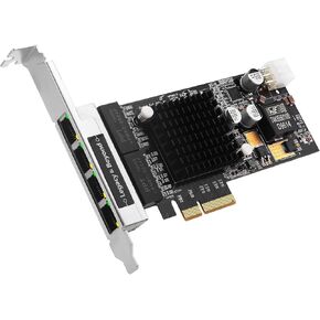 SIIG 4 Port Gigabit Ethernet PCIe Card with PoE (Power Over Ethernet) - Intel i350-T4, PoE+, 30W Per Port, VLAN, Dual-Profile Brackets (LB-GE0811-S1)