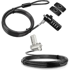 AboveTEK iPad Combination Lock Security Cable w/Adhesive Plates, 3-in-1 Universal Laptop Combination Cable Lock, Professional Laptop Security Lock
