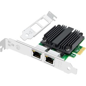 2.5G Dual Port Gigabit Network Card,with Intel I225 Chip LAN NIC Card, 2500M Gigabit Dual RJ45 Ports Ethernet Server Adapter Support Windows 11/10 Windows Server 2022