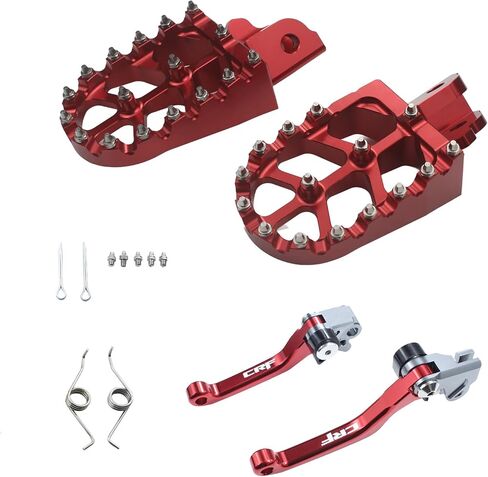 Motrcycle CNC Aluminum Footpeg Foot Pegs+Brake Clutch lever For CRF150F CRF230F 2003-2019 Dirt Pit Bike (Red) in Saudi Arabia