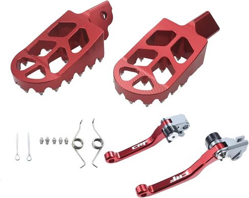Motrcycle CNC Aluminum Footpeg Foot Pegs+Brake Clutch lever For CRF150F CRF230F 2003-2019 Dirt Pit Bike (Red) in Saudi Arabia