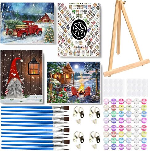 Christmas Paint by Numbers Kit for Adults Beginner with Frame Box Pack, Wooden Easel DIY Bonfire Chair Cardinal Adult Paint by Number Kits for Home Decor 12x16in in Saudi Arabia
