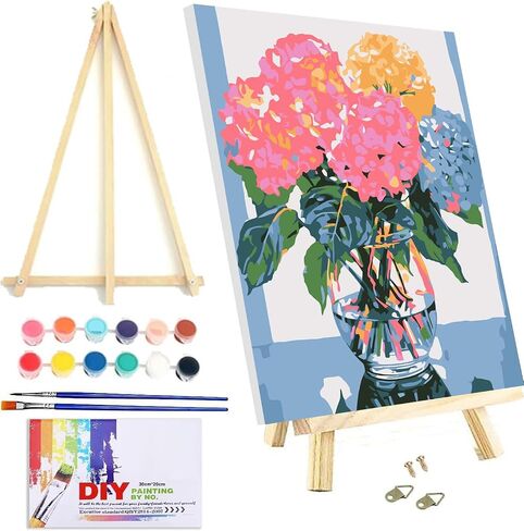 Christmas Paint by Numbers Kit for Adults Beginner with Frame Box Pack, Wooden Easel DIY Bonfire Chair Cardinal Adult Paint by Number Kits for Home Decor 12x16in in Saudi Arabia