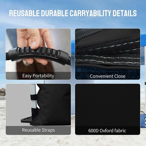 CROWN SHADES Sand Bags for Canopy Legs (112 LBS) Sandbags for Weight, Canopy Tent Weights, Pop Up Tent Weights Bags, Black (Without Sand) in Saudi Arabia
