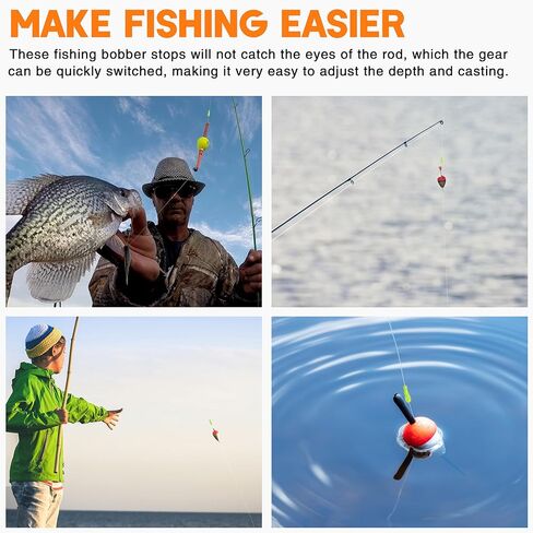 SILANON Bobber Stops for Fishing Floats,100/200pcs Slip Bobber Stops with Plastic Beads Bobber Stoppers for Fishing Line Float Bobber Stops String Knots Freshwater Saltwater in Kuwait