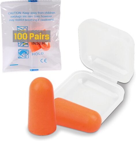 HURRICANE 100 Pairs Ear Plugs, Certified 32dB NRR Slow Release Comfortable PU Foam Earplugs for Noise Reduction, Work Snoring and Construction Loud Noise in Saudi Arabia