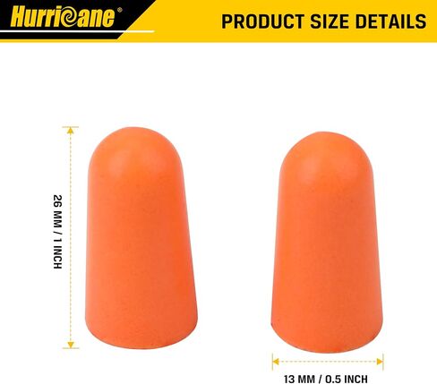 HURRICANE 100 Pairs Ear Plugs, Certified 32dB NRR Slow Release Comfortable PU Foam Earplugs for Noise Reduction, Work Snoring and Construction Loud Noise in Saudi Arabia