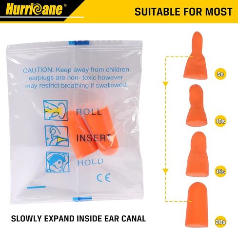 HURRICANE 100 Pairs Ear Plugs, Certified 32dB NRR Slow Release Comfortable PU Foam Earplugs for Noise Reduction, Work Snoring and Construction Loud Noise in Saudi Arabia