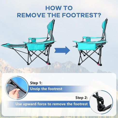 كرسي تخييم قابل للاستلقاء من POEPORE بأربعة أوضاع مع مسند للقدمين مريح للبالغين 265 رطلًا قابل للطي كرسي شاطئ شبكي مع حقيبة تبريد وحامل أكواب للفناء الخارجي in Kuwait