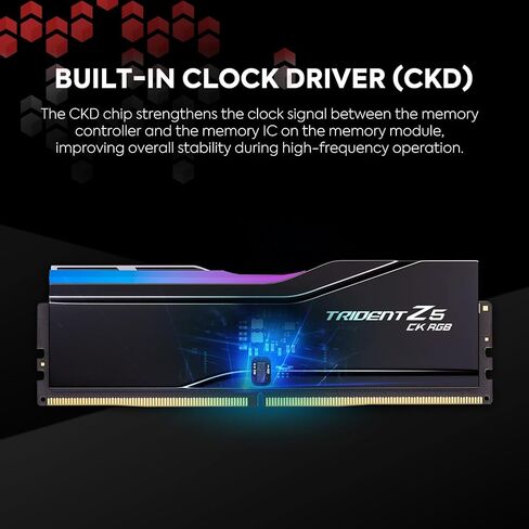 G.SKILL Trident Z5 CK RGB Series (Intel XMP 3.0) DDR5 RAM 48GB (2x24GB) 8200MT/s CL40-52-52-131 1.40V Desktop Computer Memory CUDIMM - Mirror Black (F5-8200C4052G24GX2-TZ5CRK) in Saudi Arabia