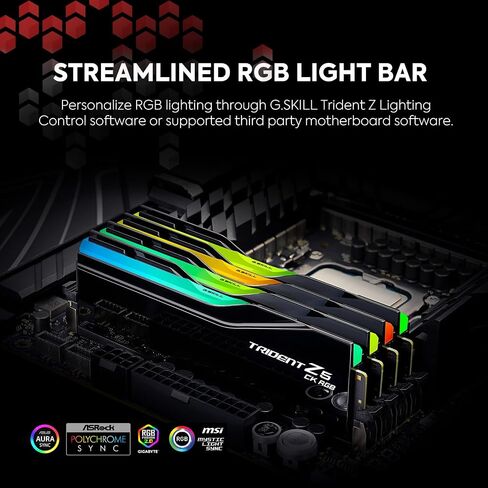 G.SKILL Trident Z5 CK RGB Series (Intel XMP 3.0) DDR5 RAM 48GB (2x24GB) 8200MT/s CL40-52-52-131 1.40V Desktop Computer Memory CUDIMM - Mirror Black (F5-8200C4052G24GX2-TZ5CRK) in Saudi Arabia