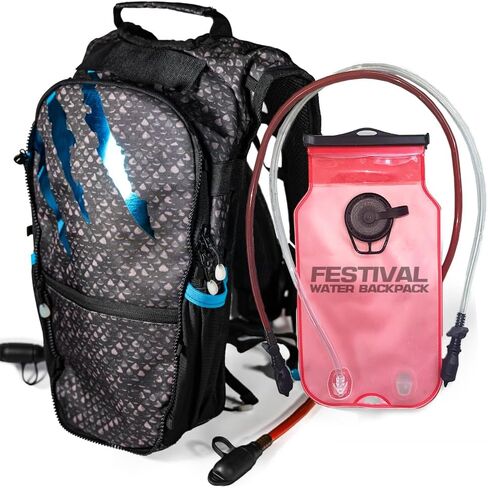 RAVERUNNER® Dino Festival Water Backpack - Dual Chamber Hydration - 3L Insulated Water Backpack for Raves, Festivals, Hiking, Running - Festival Hydration Pack for Hydration Backpack Rave in Saudi Arabia