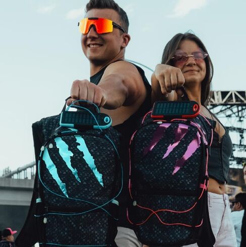 RAVERUNNER® Dino Festival Water Backpack - Dual Chamber Hydration - 3L Insulated Water Backpack for Raves, Festivals, Hiking, Running - Festival Hydration Pack for Hydration Backpack Rave in Saudi Arabia