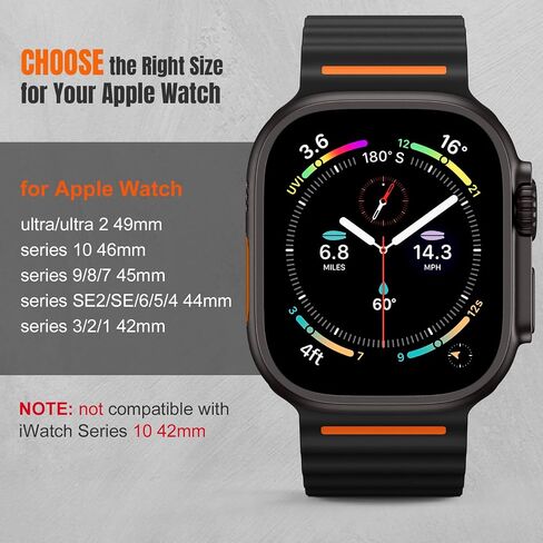 Getino for Apple Wacth Ocean Bands Compatible with Apple Watch Ultra 2/ Ultra Band 49mm Men, Soft Strap for Apple Watch Bands 46mm 45mm 44mm 42mm, Sport Band for iWatch Series 10 9 8 7 6 5 4 3 2 1 SE in Kuwait