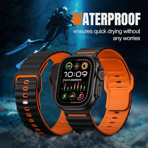 Getino for Apple Wacth Ocean Bands Compatible with Apple Watch Ultra 2/ Ultra Band 49mm Men, Soft Strap for Apple Watch Bands 46mm 45mm 44mm 42mm, Sport Band for iWatch Series 10 9 8 7 6 5 4 3 2 1 SE in Kuwait