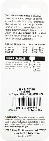 Luck E Strike 2 Inch Square Bill Crankbait, Made in The USA in Saudi Arabia