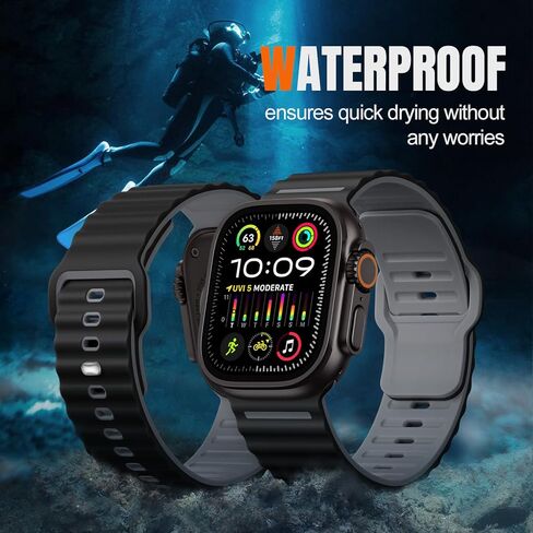 Getino for Apple Wacth Ocean Bands متوافقة مع Apple Watch Ultra 2/ Ultra Band 49mm Men ، حزام ناعم لشرائط Apple Watch 46mm 45mm 44mm 42mm ، فرقة رياضية لـ Iwatch Series 10 9 8 7 6 5 4 3 2 1 SE in Kuwait