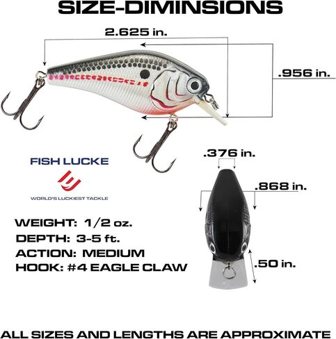 Luck E Strike 2 Inch Square Bill Crankbait, Made in The USA in Saudi Arabia
