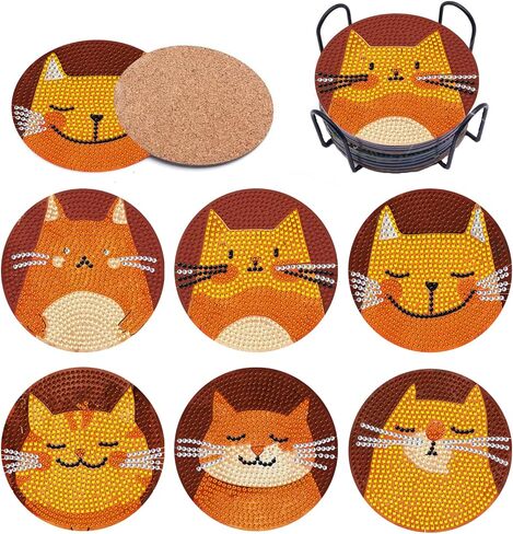 8 PCS Diamond Art Coasters Kit و Diamond Painting Coaster مع حامل ، وأطقم فنية للماس ، للمبتدئين للبالغين ، وفنون ، ومواد لوازمة الحفلات ، مجموعة عناصر الحفلات in Saudi Arabia