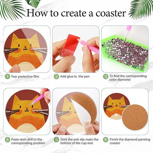 8 PCS Diamond Art Coasters Kit و Diamond Painting Coaster مع حامل ، وأطقم فنية للماس ، للمبتدئين للبالغين ، وفنون ، ومواد لوازمة الحفلات ، مجموعة عناصر الحفلات in Saudi Arabia