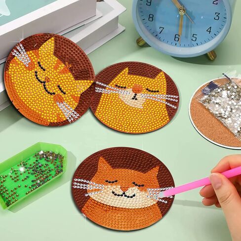 8 PCS Diamond Art Coasters Kit و Diamond Painting Coaster مع حامل ، وأطقم فنية للماس ، للمبتدئين للبالغين ، وفنون ، ومواد لوازمة الحفلات ، مجموعة عناصر الحفلات in Saudi Arabia