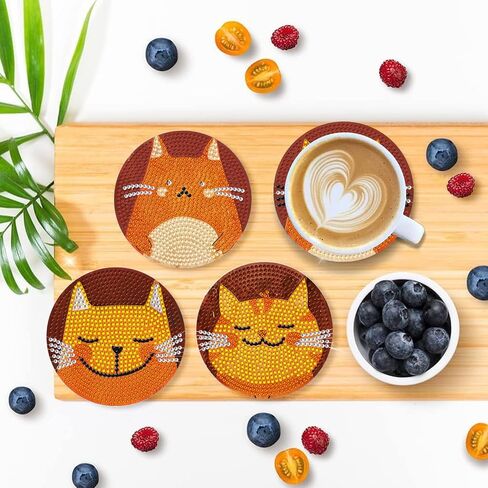 8 PCS Diamond Art Coasters Kit و Diamond Painting Coaster مع حامل ، وأطقم فنية للماس ، للمبتدئين للبالغين ، وفنون ، ومواد لوازمة الحفلات ، مجموعة عناصر الحفلات in Saudi Arabia