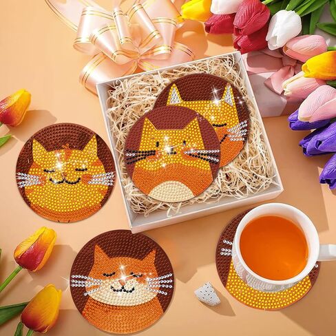 8 PCS Diamond Art Coasters Kit و Diamond Painting Coaster مع حامل ، وأطقم فنية للماس ، للمبتدئين للبالغين ، وفنون ، ومواد لوازمة الحفلات ، مجموعة عناصر الحفلات in Saudi Arabia