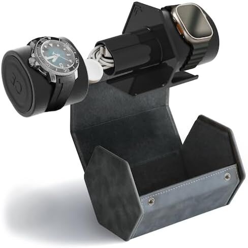 CASE ELEGANCE 2-Slot Watch Roll Protective Travel Case - Premium Watch Organizer, with Vegan Leather - Pillow Fits Any Watch, Removable Internal Storage Stand for Watch Bands & Apple Charger in Kuwait