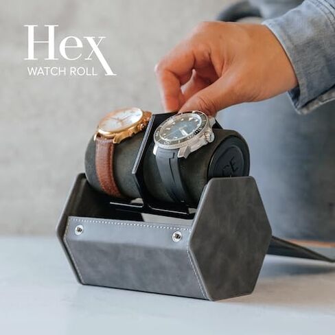 CASE ELEGANCE 2-Slot Watch Roll Protective Travel Case - Premium Watch Organizer, with Vegan Leather - Pillow Fits Any Watch, Removable Internal Storage Stand for Watch Bands & Apple Charger in Kuwait