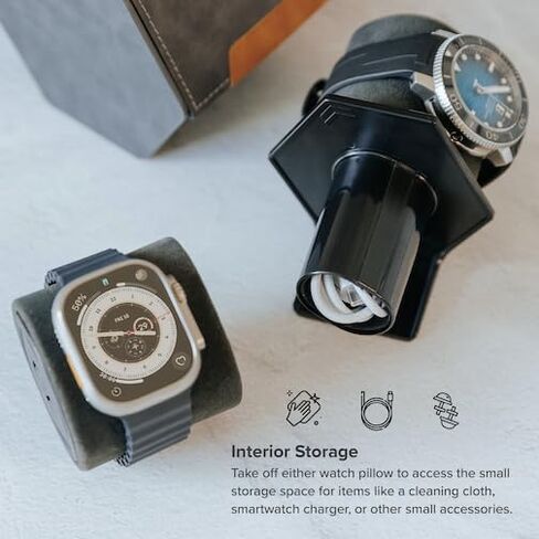 CASE ELEGANCE 2-Slot Watch Roll Protective Travel Case - Premium Watch Organizer, with Vegan Leather - Pillow Fits Any Watch, Removable Internal Storage Stand for Watch Bands & Apple Charger in Kuwait