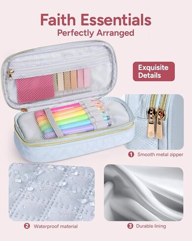 طقم اليومية للكتاب المقدس مع علبة قلم رصاص كبيرة السعة ، و 50pcs لوازم اليومية للكتاب المقدس ، وعلامات الكتاب المقدس ، وأعطال الكتاب المقدس والأقلام لا تنزف ， لوازم اليومية لهدايا الكتاب المقدس (الوردي الفاتح) in Kuwait