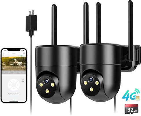 LIWAN Solar Security Cameras Wireless Outdoor, 2K 360° View Pan/Tilt WiFi Security Camera in Kuwait